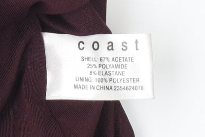 Coast Womens Purple Size 14 Sleeveless V-Neck Ruched Wrap Blouse