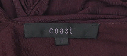 Coast Womens Purple Size 14 Sleeveless V-Neck Ruched Wrap Blouse