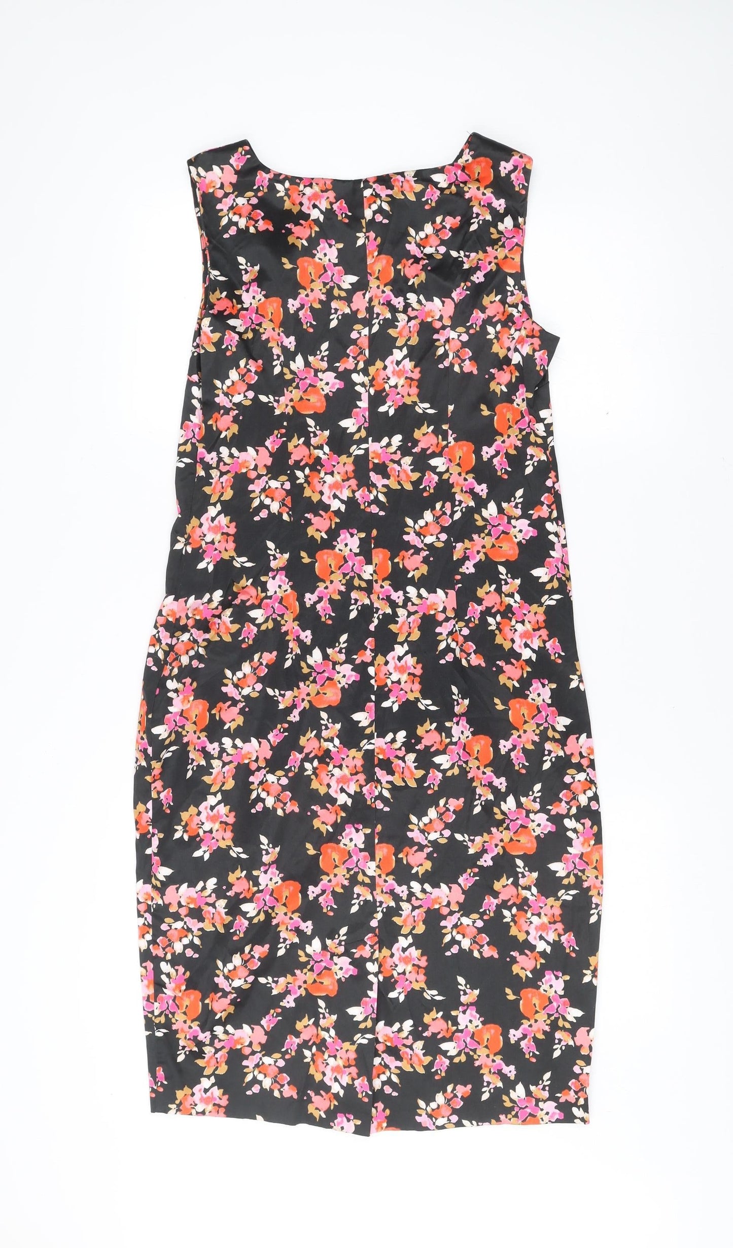 F&F Womens Black Floral Sheath Dress Size 12 Sleeveless Scoop Neck