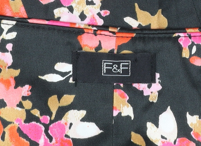 F&F Womens Black Floral Sheath Dress Size 12 Sleeveless Scoop Neck