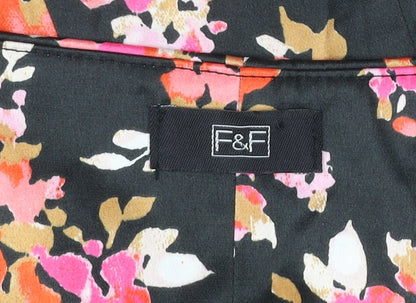 F&F Womens Black Floral Sheath Dress Size 12 Sleeveless Scoop Neck