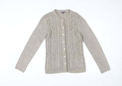 Sarah Hamilton Women Beige Small Cable Knit Cardigan Jumper