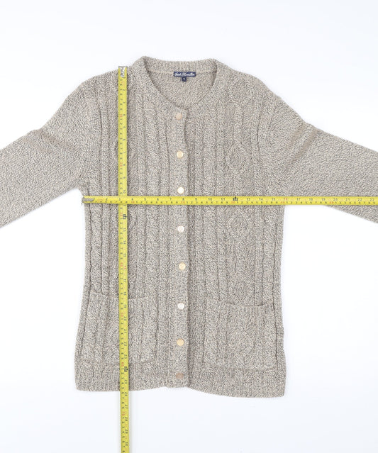 Sarah Hamilton Women Beige Small Cable Knit Cardigan Jumper