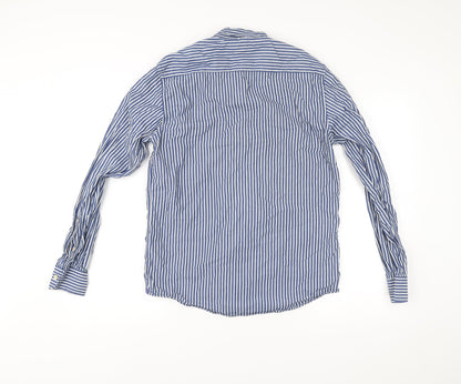 Tommy Hilfiger Men’s Blue Striped Dress Shirt M Long Sleeve Cotton