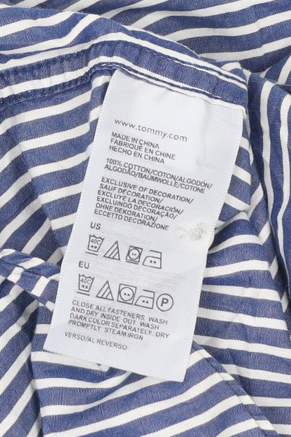 Tommy Hilfiger Men’s Blue Striped Dress Shirt M Long Sleeve Cotton