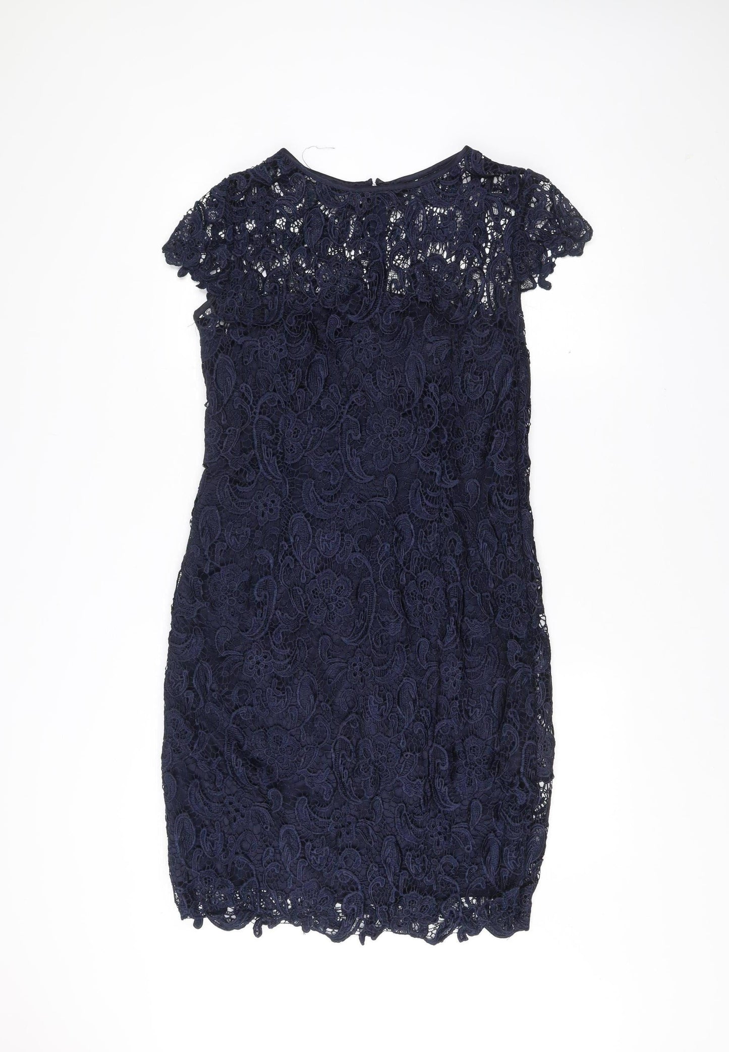 Stenay Women Blue Lace Sheath Cocktail Dress Size 12
