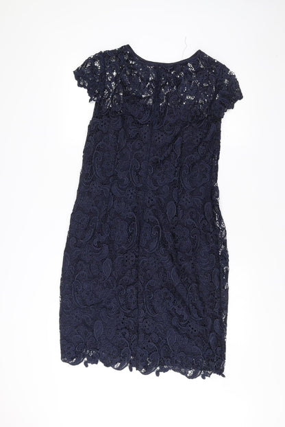 Stenay Women Blue Lace Sheath Cocktail Dress Size 12