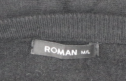 Roman Women’s Black Studded Star Jumper M Crew Neck Long Sleeve Knit
