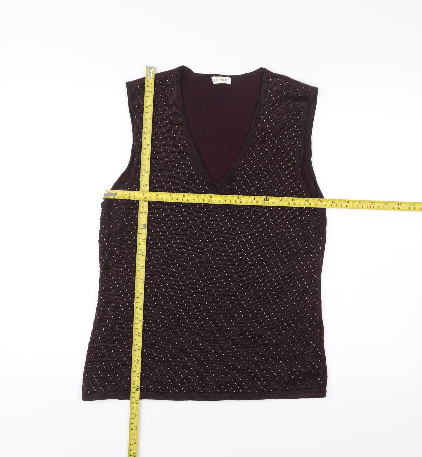 Planet Womens Brown Sleeveless Knit Tank Top Size L V-Neck
