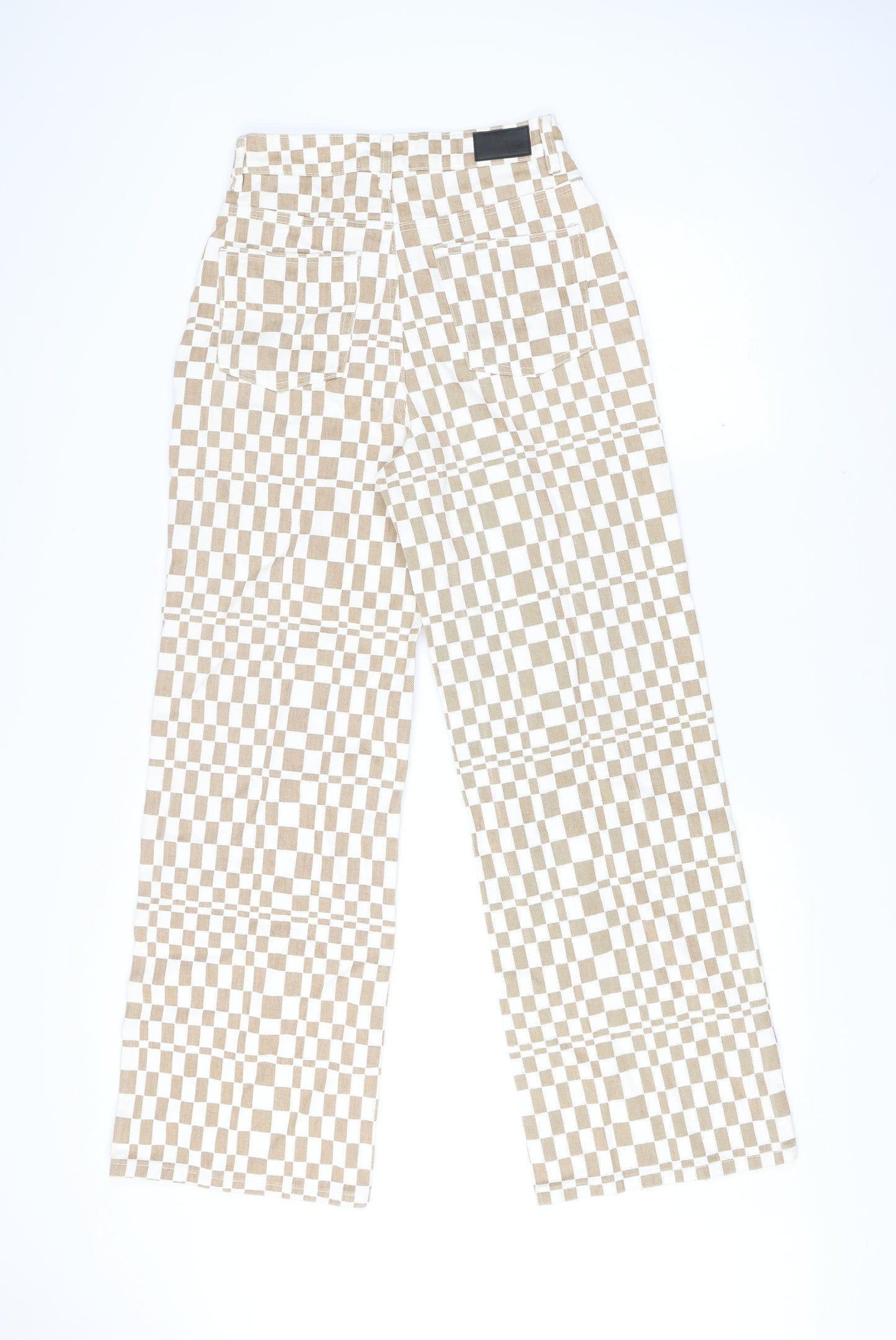 Twik Women’s Beige Check Straight Jeans Size 8 Regular Fit
