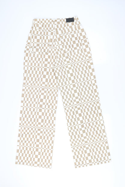 Twik Women’s Beige Check Straight Jeans Size 8 Regular Fit