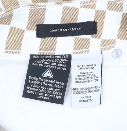 Twik Women’s Beige Check Straight Jeans Size 8 Regular Fit