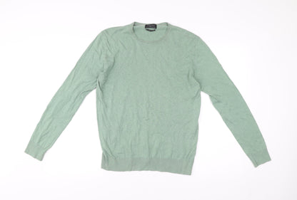 Zara Man Mens Green M Pullover Jumper Silk Cotton Cashmere
