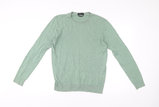 Zara Man Mens Green M Pullover Jumper Silk Cotton Cashmere