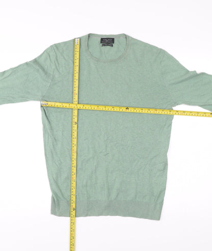 Zara Man Mens Green M Pullover Jumper Silk Cotton Cashmere