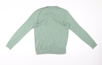 Zara Man Mens Green M Pullover Jumper Silk Cotton Cashmere