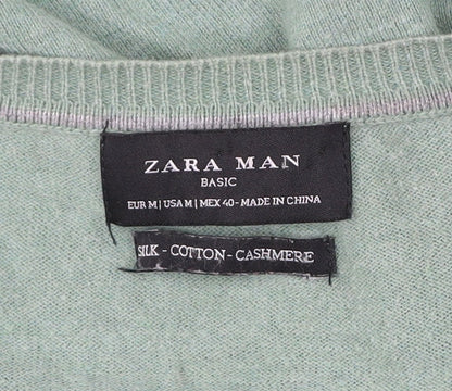 Zara Man Mens Green M Pullover Jumper Silk Cotton Cashmere