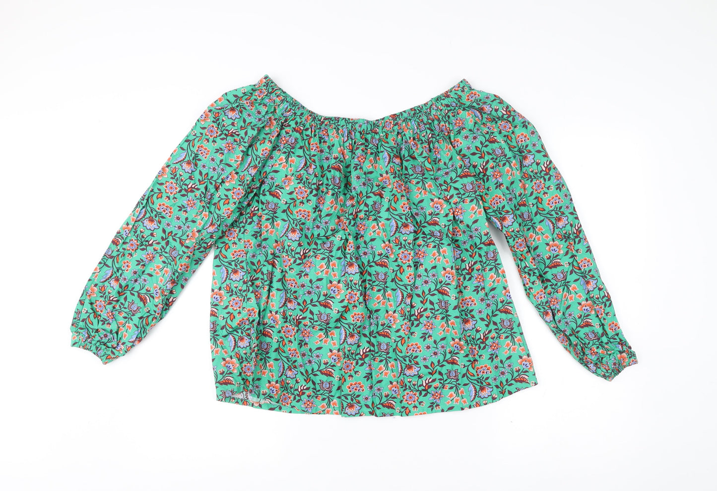 Boden Women’s Green Floral Off Shoulder Cotton Blouse UK 12