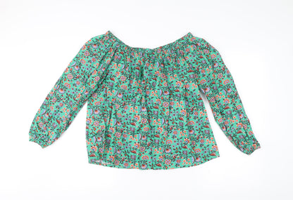 Boden Women’s Green Floral Off Shoulder Cotton Blouse UK 12