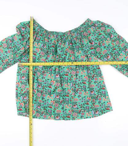 Boden Women’s Green Floral Off Shoulder Cotton Blouse UK 12