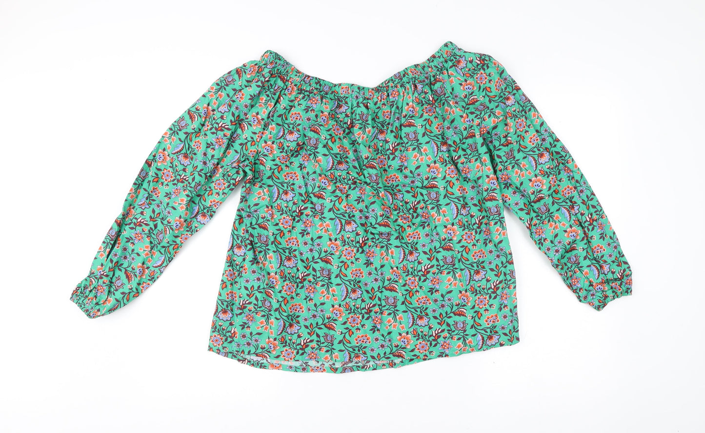 Boden Women’s Green Floral Off Shoulder Cotton Blouse UK 12