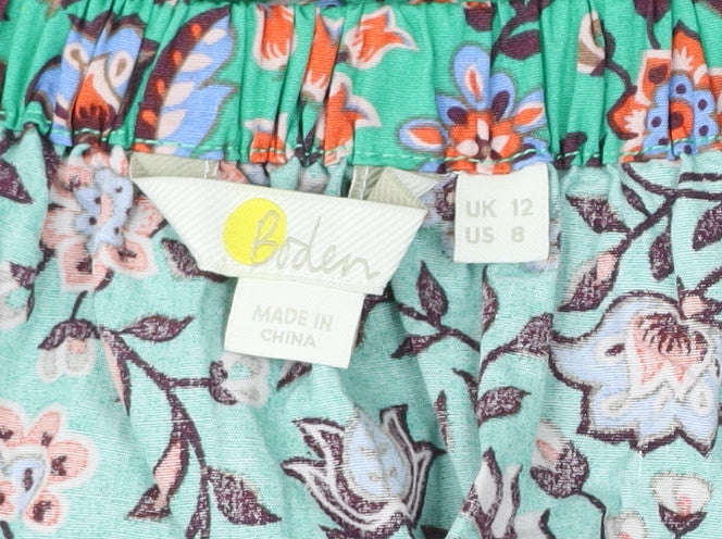 Boden Women’s Green Floral Off Shoulder Cotton Blouse UK 12