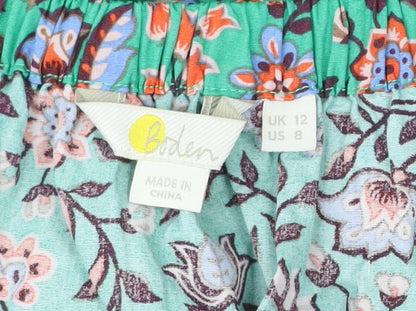 Boden Women’s Green Floral Off Shoulder Cotton Blouse UK 12