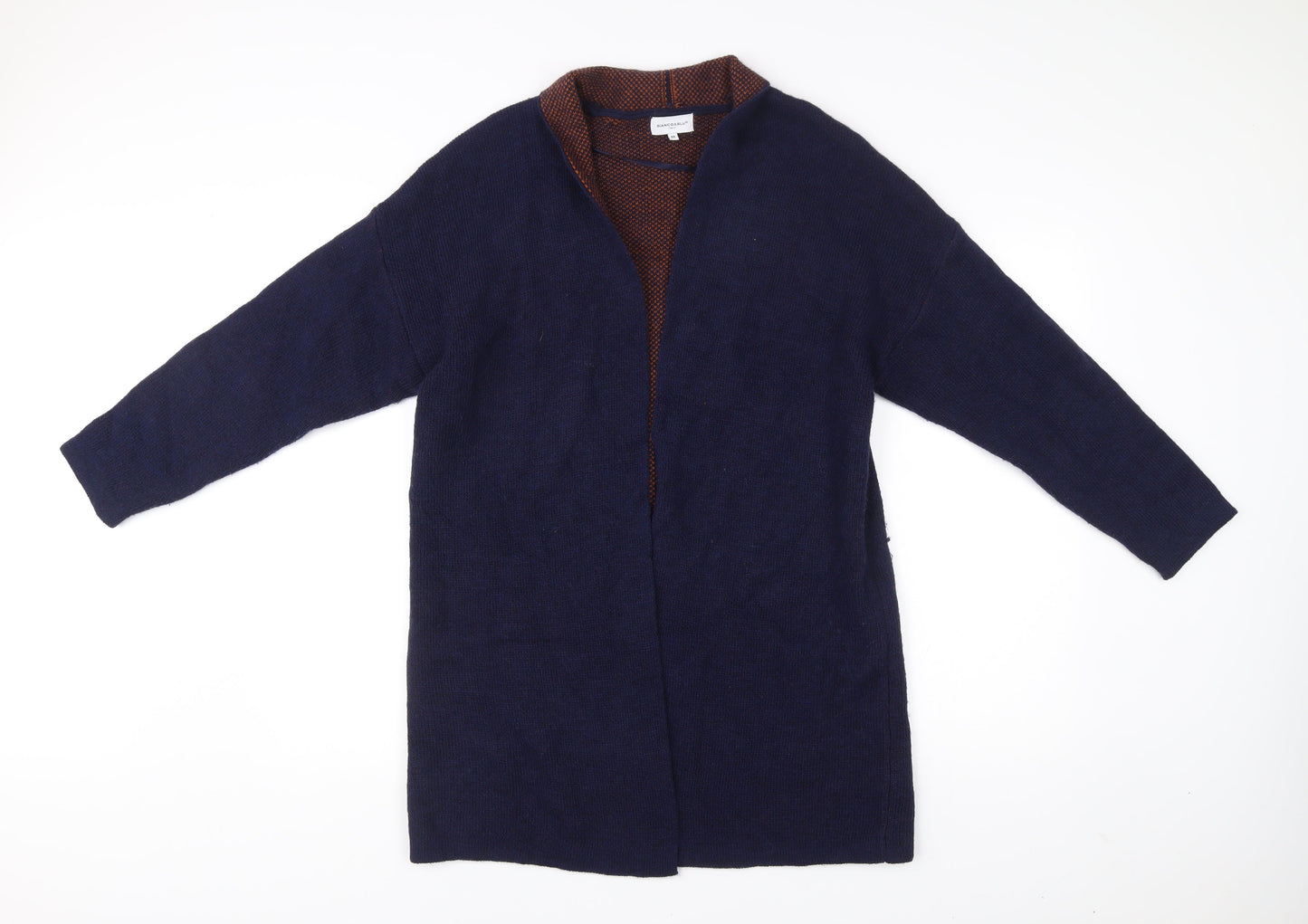Bianco & Blu Men’s Blue Wool Acrylic Cardigan M Open Knit Long Sleeve