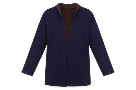 Bianco & Blu Men’s Blue Wool Acrylic Cardigan M Open Knit Long Sleeve