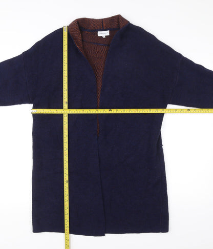 Bianco & Blu Men’s Blue Wool Acrylic Cardigan M Open Knit Long Sleeve