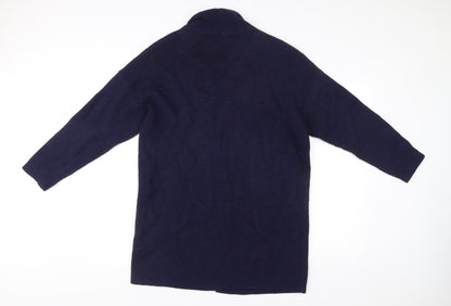 Bianco & Blu Men’s Blue Wool Acrylic Cardigan M Open Knit Long Sleeve