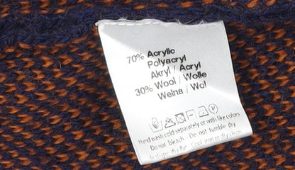 Bianco & Blu Men’s Blue Wool Acrylic Cardigan M Open Knit Long Sleeve