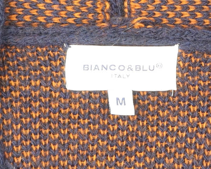 Bianco & Blu Men’s Blue Wool Acrylic Cardigan M Open Knit Long Sleeve