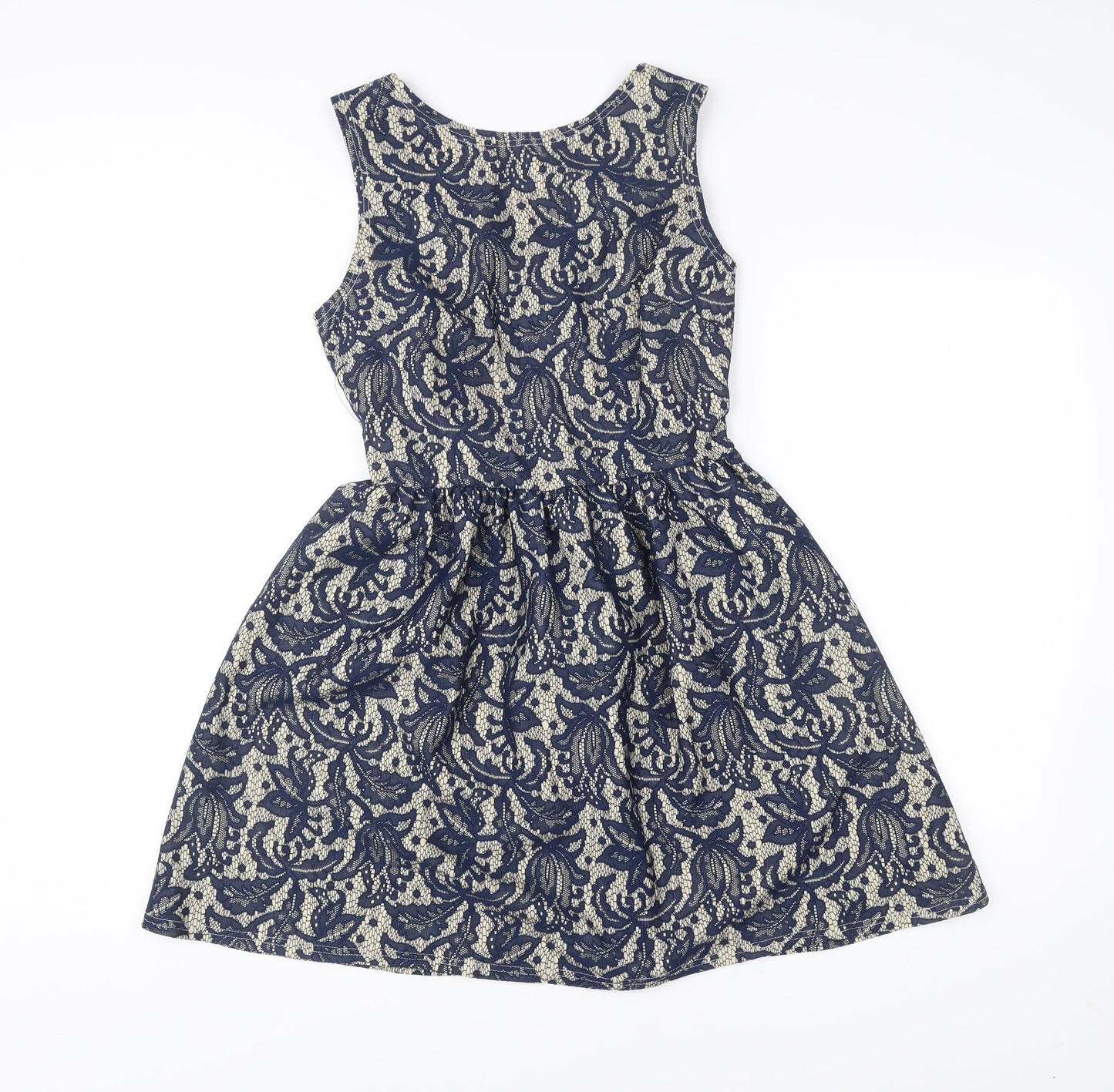 Atmosphere Women’s Blue Floral Lace Fit & Flare Sleeveless Dress UK 12