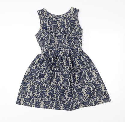 Atmosphere Women’s Blue Floral Lace Fit & Flare Sleeveless Dress UK 12