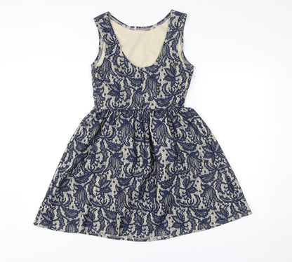 Atmosphere Women’s Blue Floral Lace Fit & Flare Sleeveless Dress UK 12