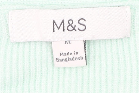 Marks and Spencer Womens Green XL V-Neck Pullover Jumper