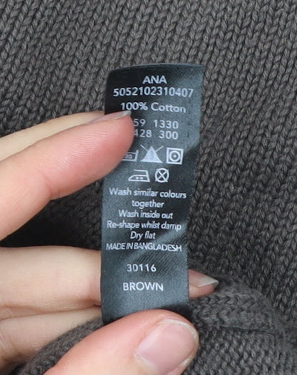 Boston Crew Mens Brown Cotton V-Neck Jumper Size M Regular Fit