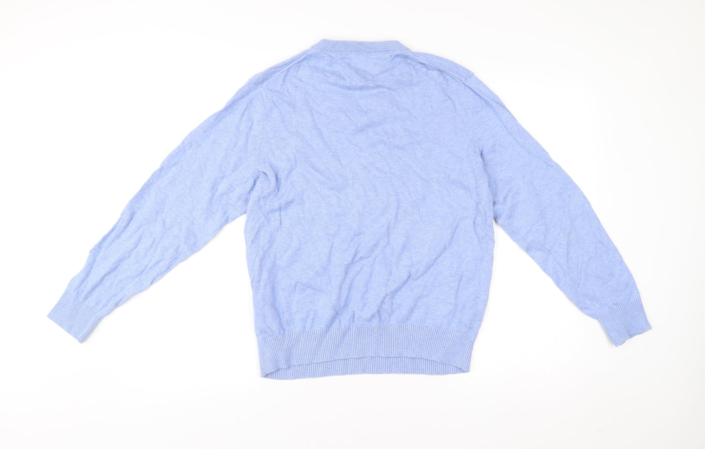 Tommy Hilfiger Men's Blue V-Neck Cotton Pullover Jumper M