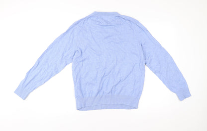 Tommy Hilfiger Men's Blue V-Neck Cotton Pullover Jumper M