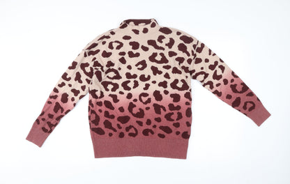 Next Women’s Multicoloured Leopard Print Mock Neck Jumper Size S