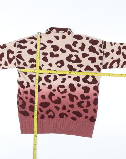 Next Women’s Multicoloured Leopard Print Mock Neck Jumper Size S