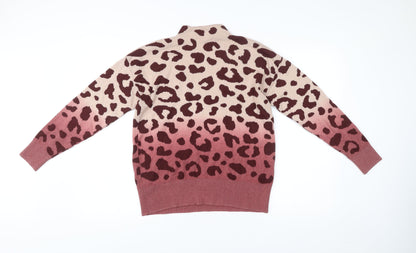 Next Women’s Multicoloured Leopard Print Mock Neck Jumper Size S