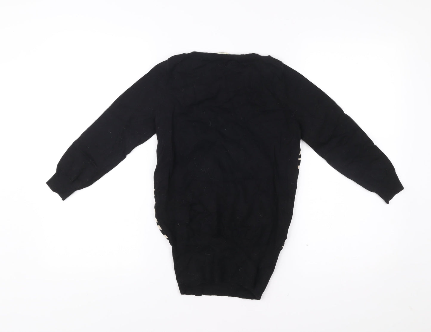 Oasis Womens Black Zebra Print Jumper XS Crew Neck Long Sleeve