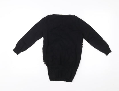 Oasis Womens Black Zebra Print Jumper XS Crew Neck Long Sleeve