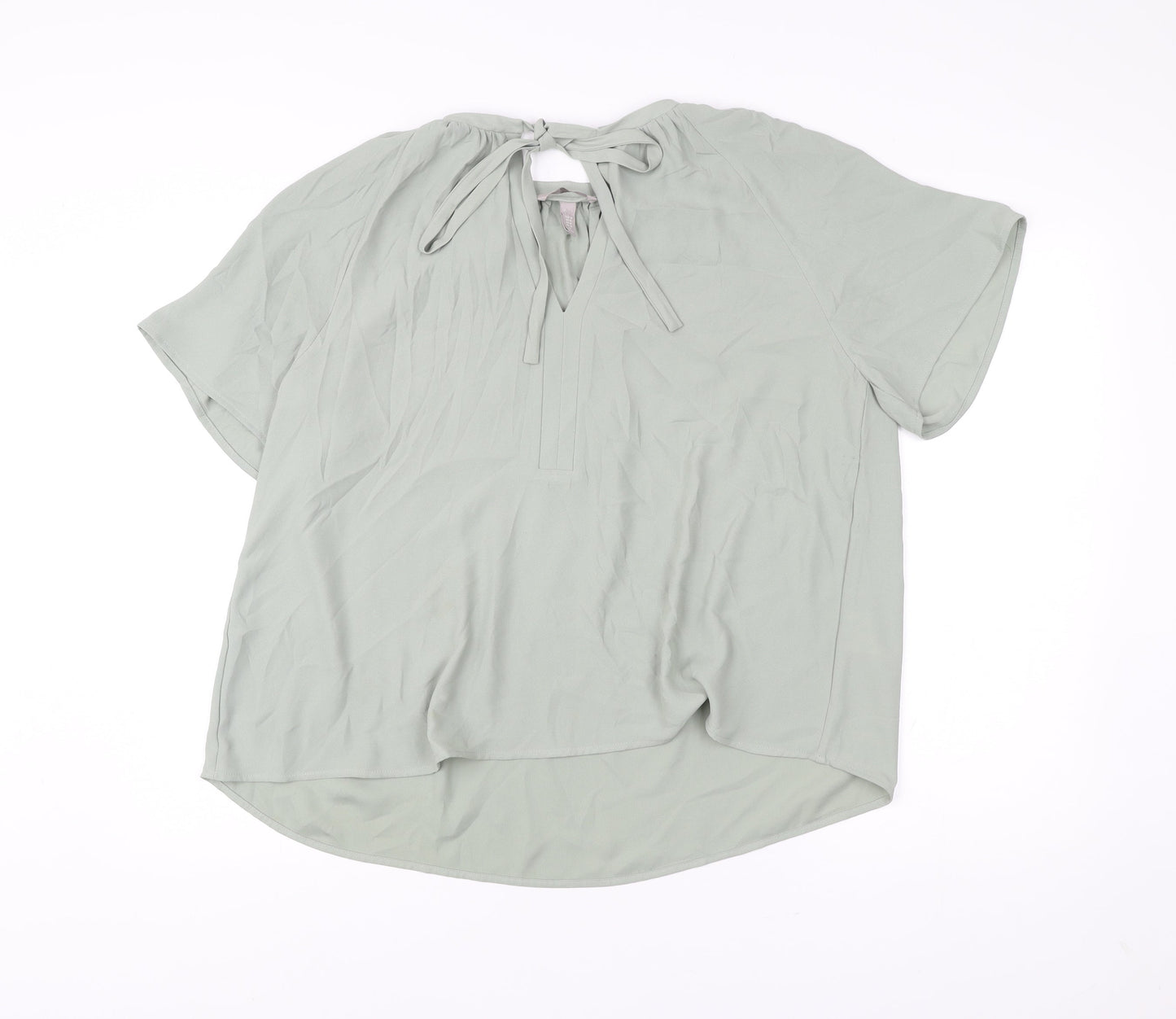 H&M Women’s Green Blouse Size 12 Short Sleeve Tunic Style