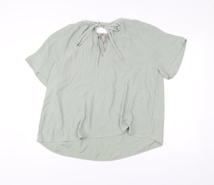 H&M Women’s Green Blouse Size 12 Short Sleeve Tunic Style