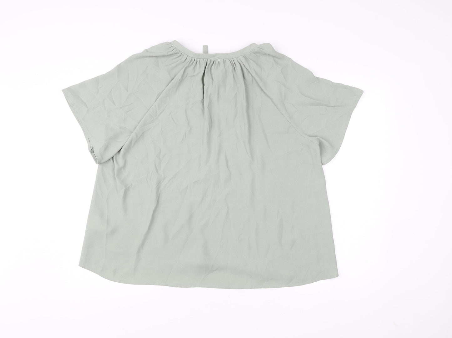 H&M Women’s Green Blouse Size 12 Short Sleeve Tunic Style