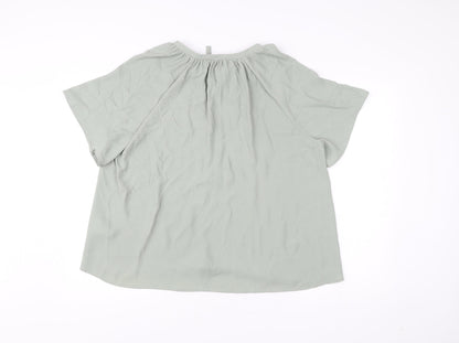 H&M Women’s Green Blouse Size 12 Short Sleeve Tunic Style