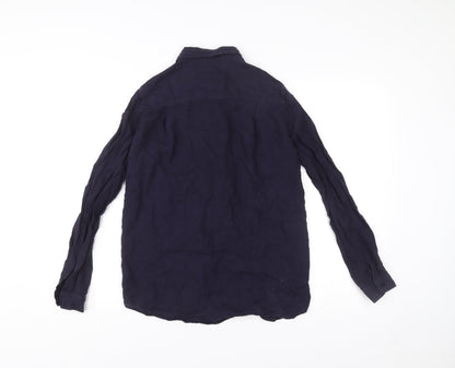 Zara Woman Women's Blue Button-Up Shirt Size S Long Sleeve